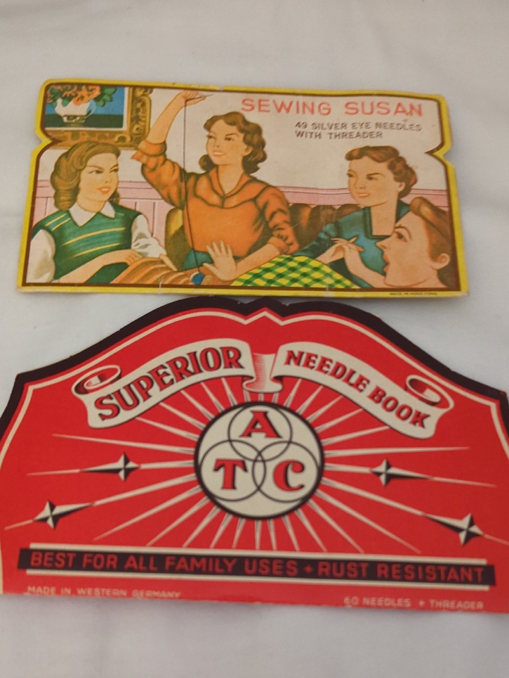 Vintage Sewing Needle Books Set Of 2